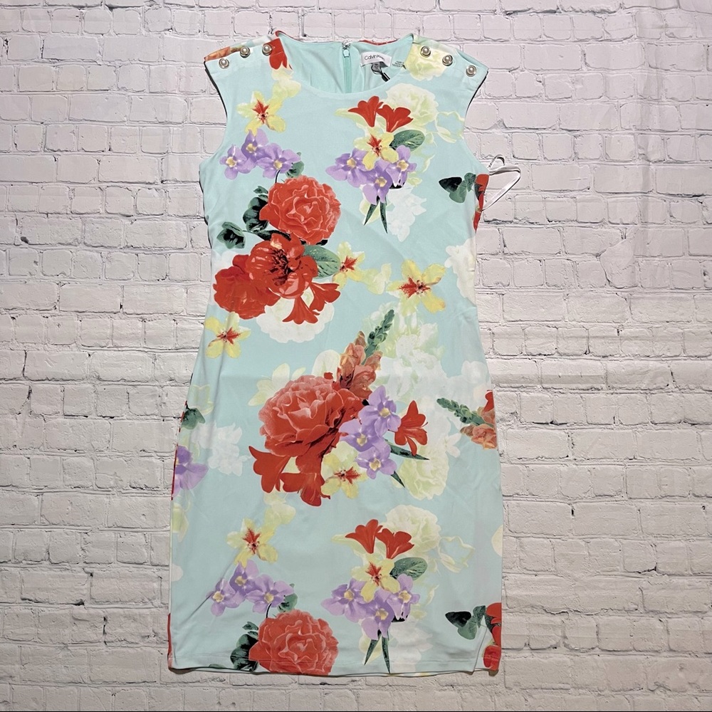Calvin Kline Floral Print Sheath Dress Sz XS